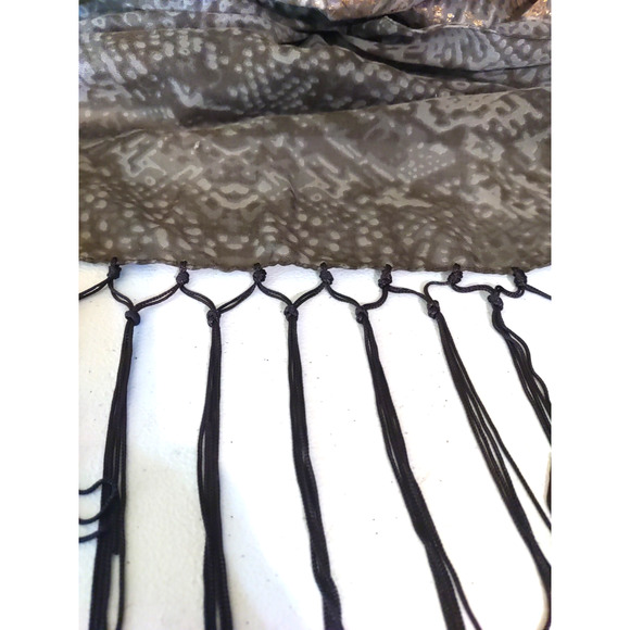 Maurice's Scarf Rectangle 72 X 20 Gold Metallic Green Gray Snake Print - Picture 3 of 11